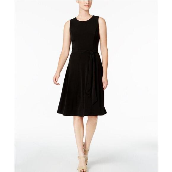 Charter Club Petite Faux-Wrap Dress Deep Black PP - Picture 1 of 3